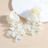 Bohemian Pearl Inlaid Floral Tassel Earrings for Women