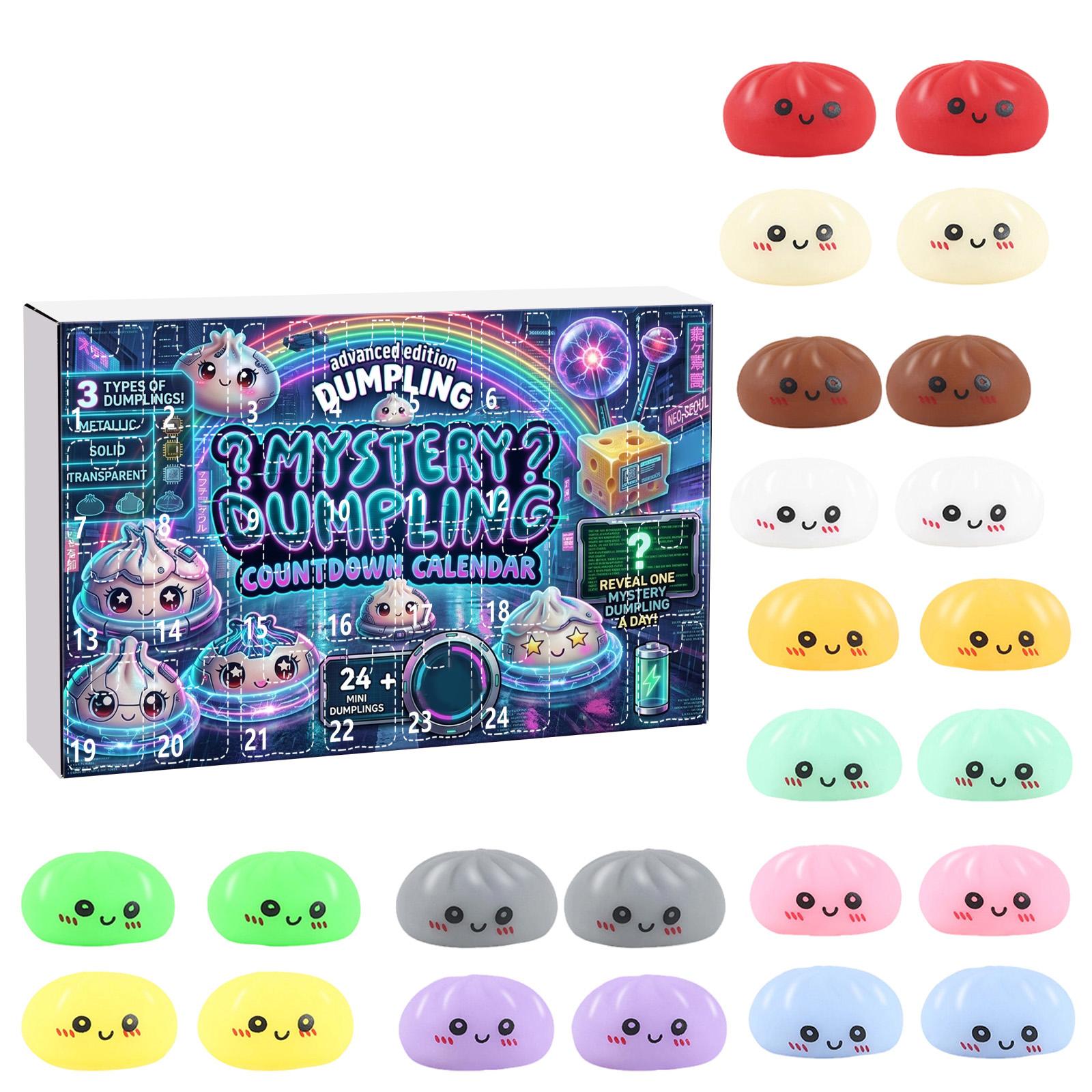 

Mystery Dumpling Countdown Calendar 24 Days Collectible Toy Set Including Solid and Transparent Designs for Kids and Adults One Size