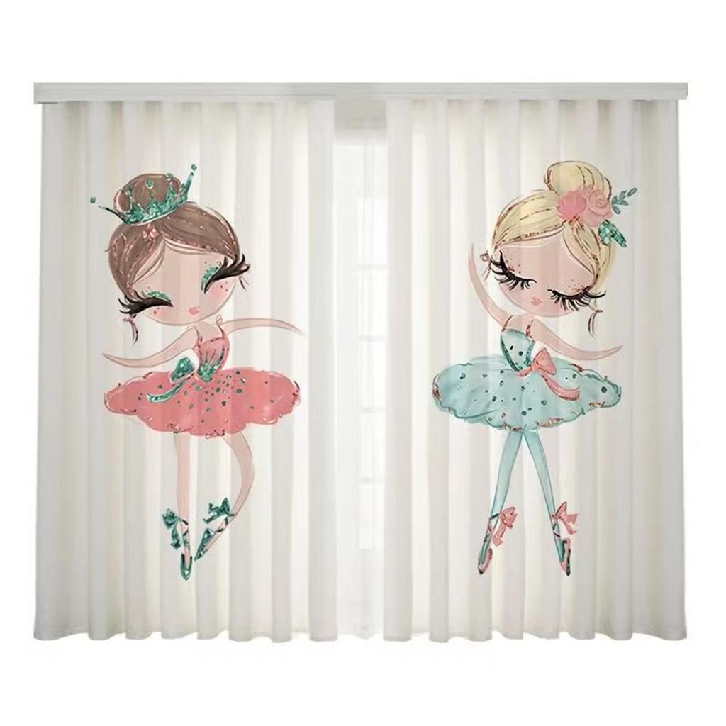 

Ready-made Animated Ballet Girl Lightweight Window Panel Drapes For Kids Bedroom Living Room Bathroom Kicthen Door Hall Home Decor On Sale W50 X H130(CM)X2&Hook