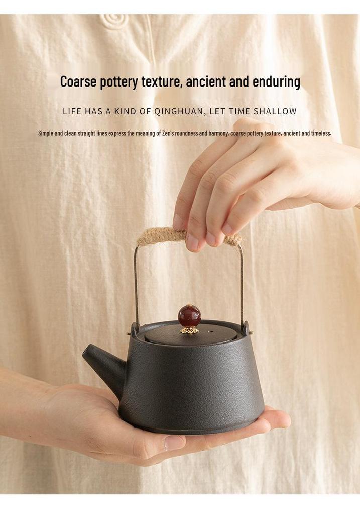Portable Black Pottery Kung Fu Tea Set - Customizable with Logo for Business Gifts & Souvenirs
