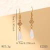 White Diamond & Pearl Four-Leaf Clover Stainless Steel Earrings for Women - Fashionable Water Drop Pendant Accessories