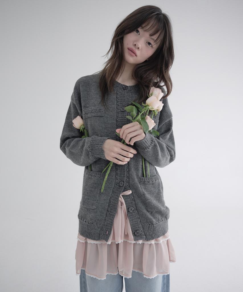 Margarine Fingers Lace Chiffon Cancan Skirt (Pink)