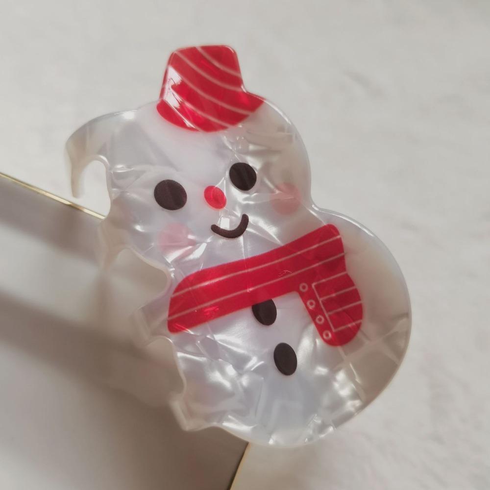 Acrylic Red Cap Claw Clip Cartoon Snowman Hairpin Personalized Christmas Hair Claw  Woman