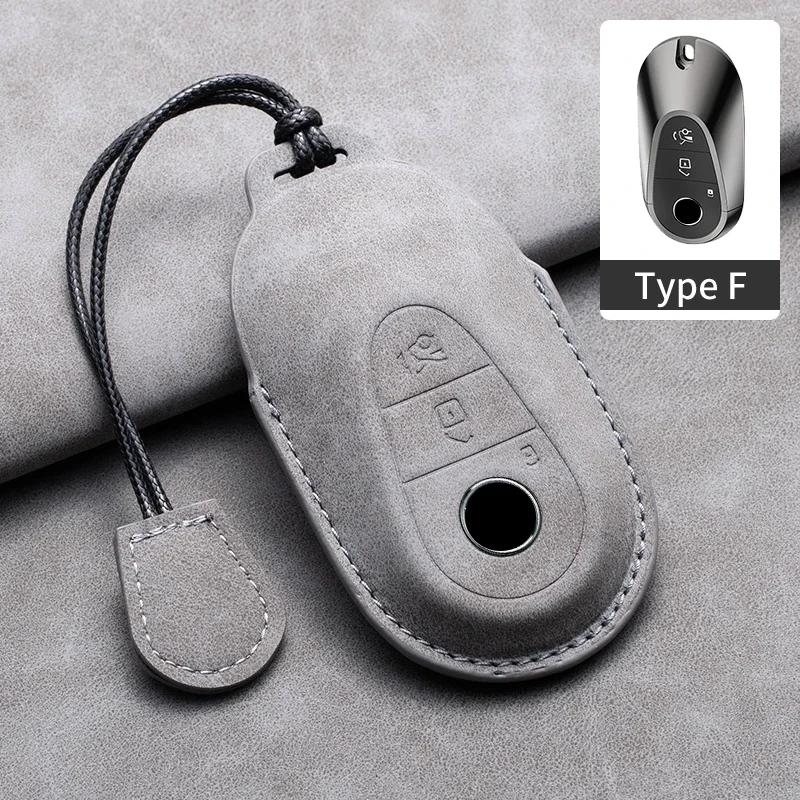 Housse de clé de voiture en cuir véritable, Coque de protection pour clé pour Mercedes-Benz Classe E, Classe C, Classe S, Classe GLC E200, E400, E63
