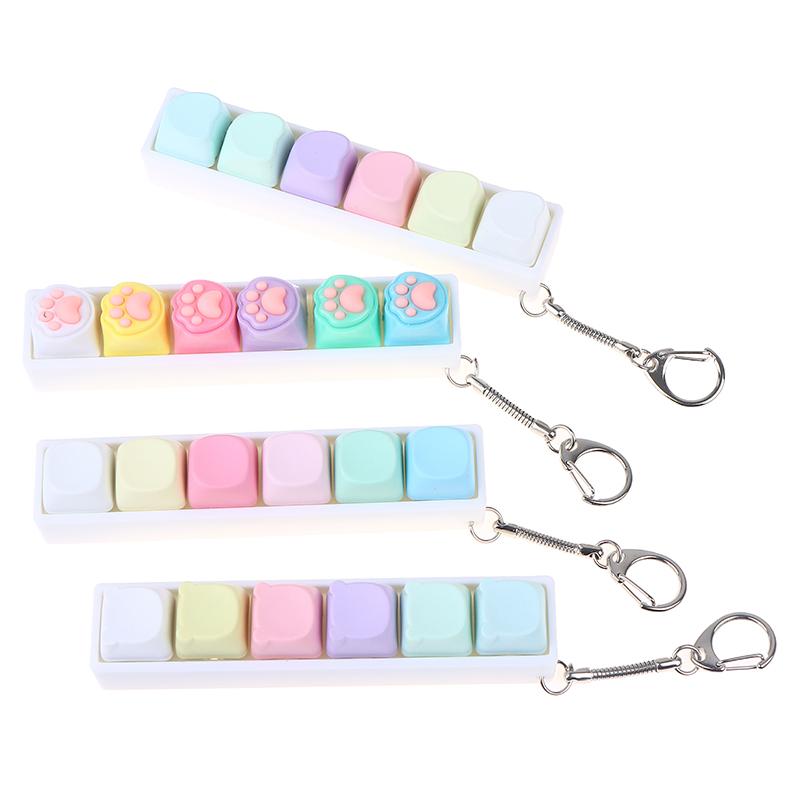 Mechanical Keyboard Switch Keychain 6 Key Toy For Stress Relief, Diy Pressing Sensory Gift For Adults