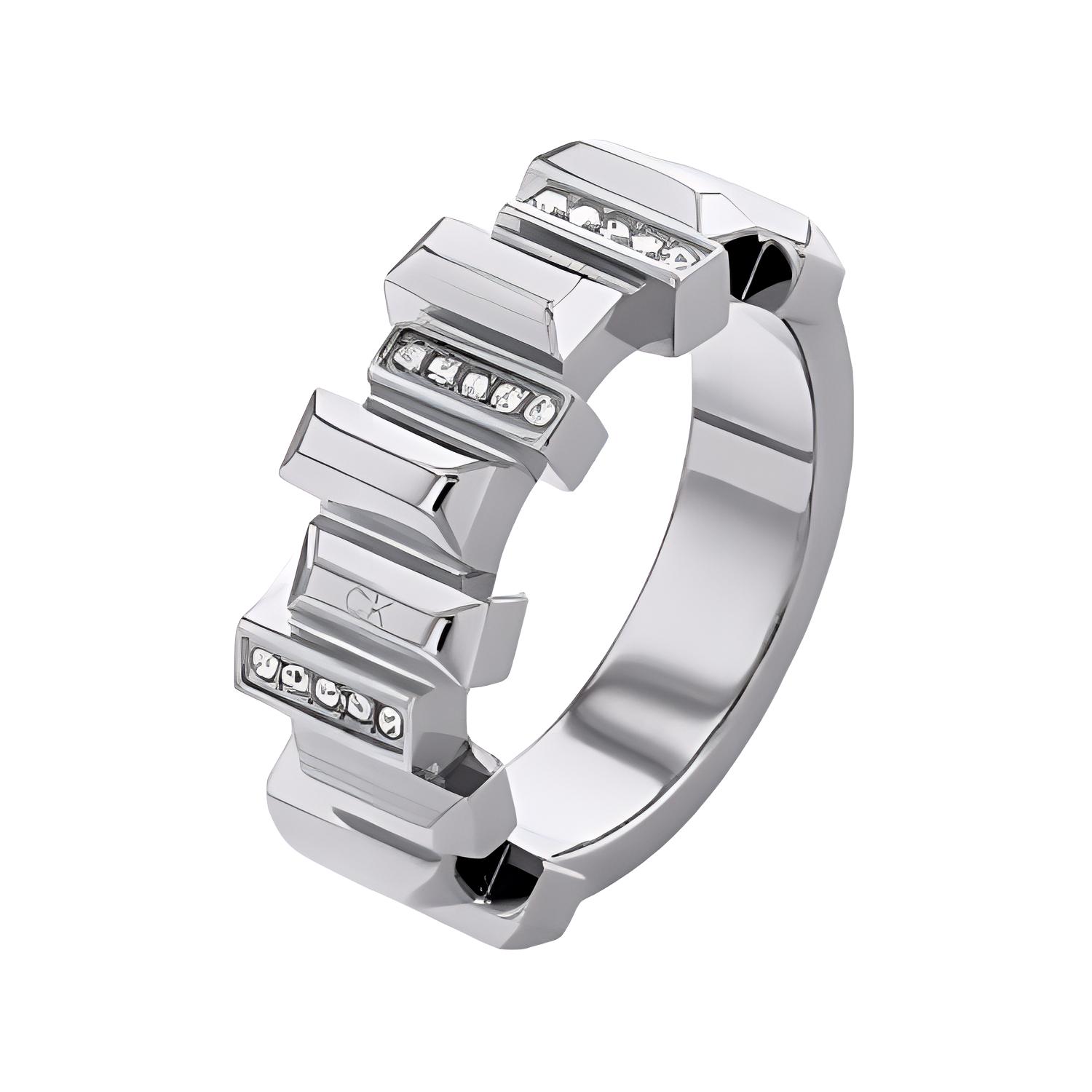 

Calvin Klein Inlaid Decorative Steel Ring Women jewelry 35000322B 52,Steel