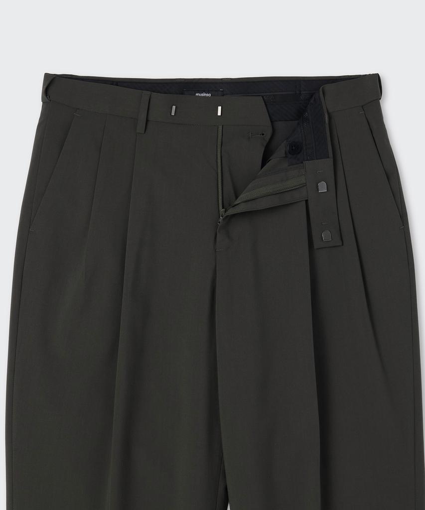 MUSINSA STANDARD [Cooltandard] Real Wide Hidden Banding Slacks [Dusty Khaki]