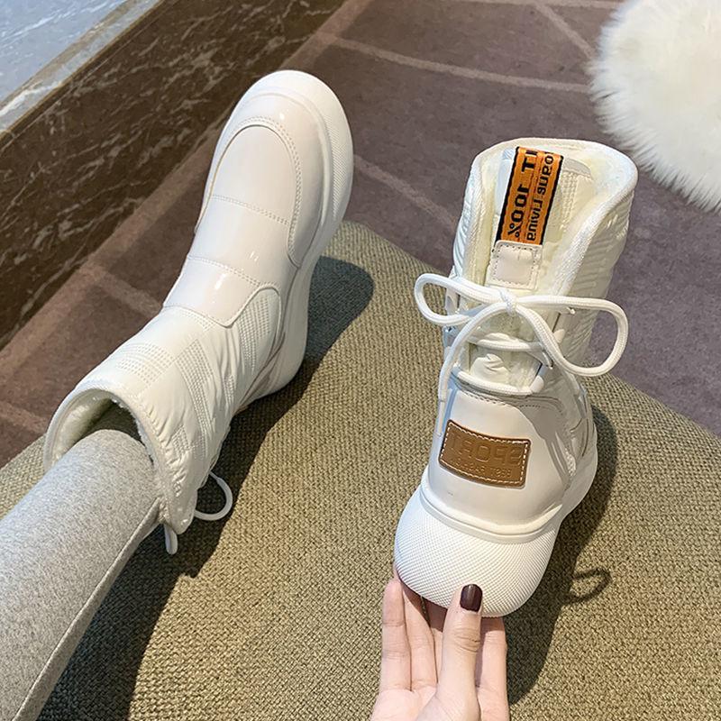 Fashion Snow Boots Women's Autumn Winter 2024 New Lady Plus Velvet Thick Warm Cotton Shoes Woman Mid Calf Waterproof Platform Short Boot