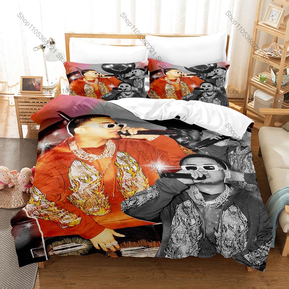 Cool Viral Regional Mexican Band Fuerza Regida Full Printed 3PCS Bedding Duvet Cover + 2 Pillowcases Teen Dorm Home Decoration