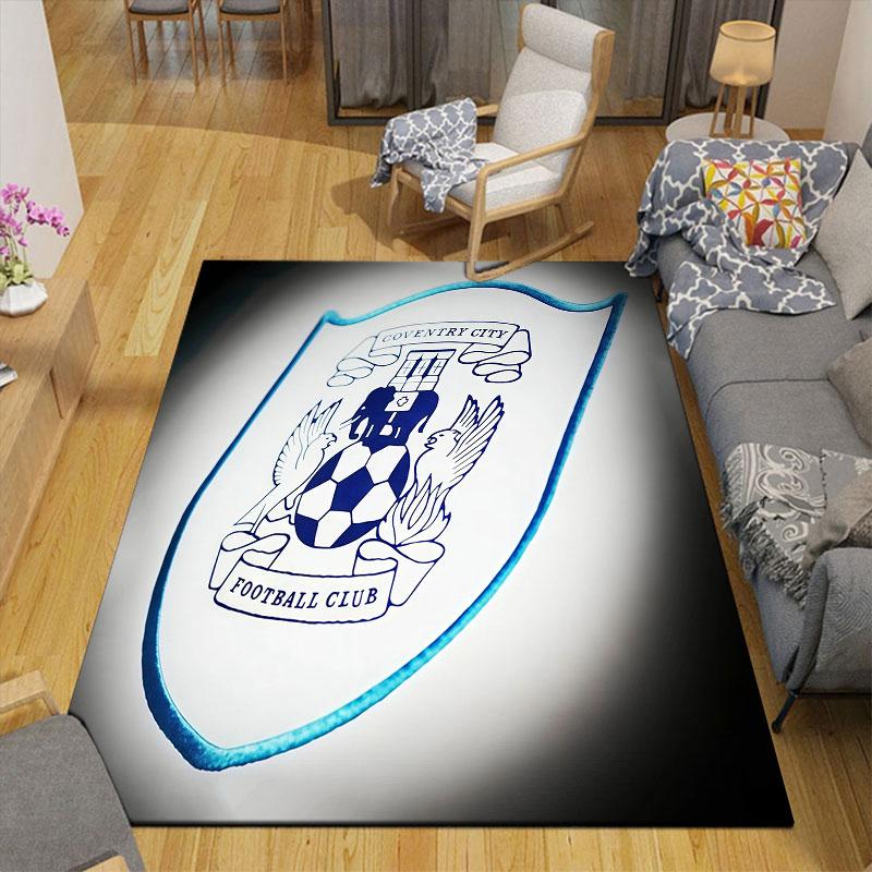 Coventry City Logo Flannel Printed Carpet, Home Sofa Decoration for Living Room & Bedroom, Non‑Slip Play Flannel Floor Mat for Game Room