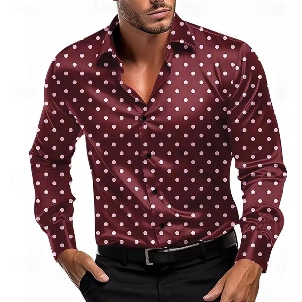 2026 Men's Geometric Round Dots Shirt Long Sleeve Fashion Casual Vacation Dailywear Summer Spring 3D Print Button Up Shirts