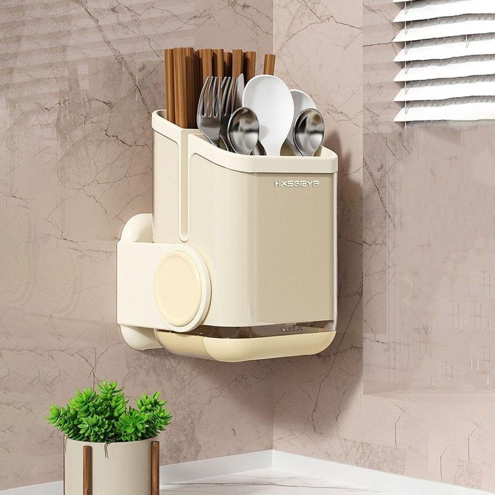 Wall Mounted Rotatable Chopstick Holder Countertop Cutlery Drying Basket Cutlery Rack  Kitchen