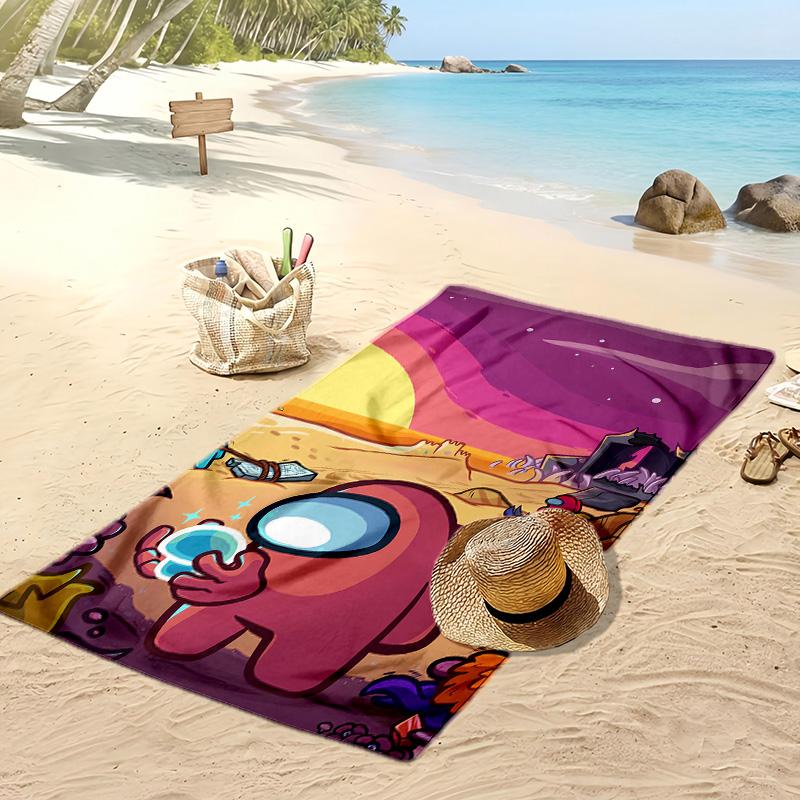 Among Us Beach Towel, Soft Absorbent Quick‑Dry Towel for Beach Pool Swimming Travel Home
