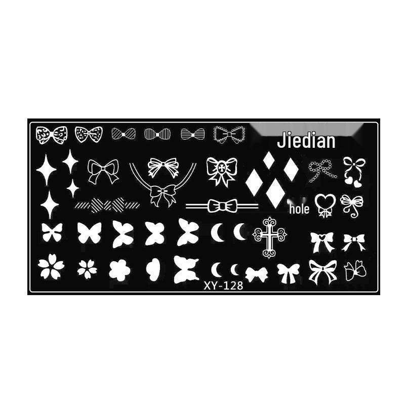 Nail Art Stamping Plates: Stainless Steel Bow, Knot, Chrome Hearts, Cross, Gothic Retro Templates
