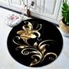 1 Stück runde Teppiche mit goldenem Blumenmuster, wasserdicht, rutschfest, dick, gepolstert, strapazierfähig, bequem, Stehmatte für die Küche