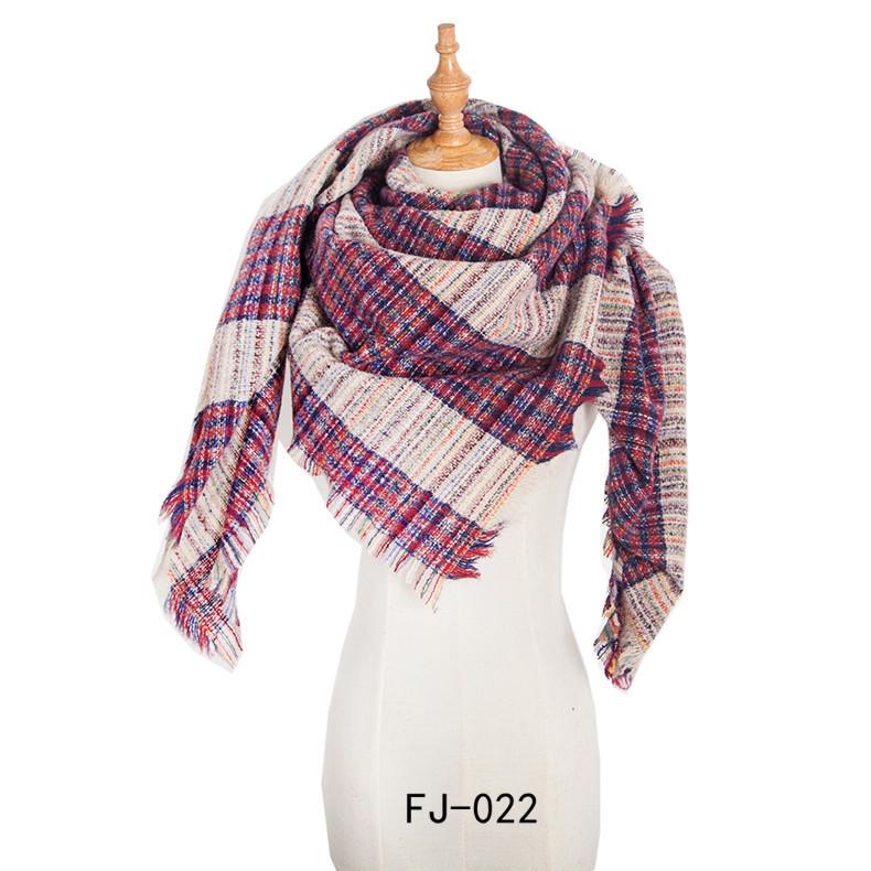 European & American Autumn/Winter Thick Double-Sided Plaid Scarf & Shawl for Women