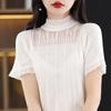Half-high Lace Collar Hollow Wood Ear T-shirt Half-sleeved Spring and Autumn Top Base Shirt Lace Collar To Make You Look Slim Vest