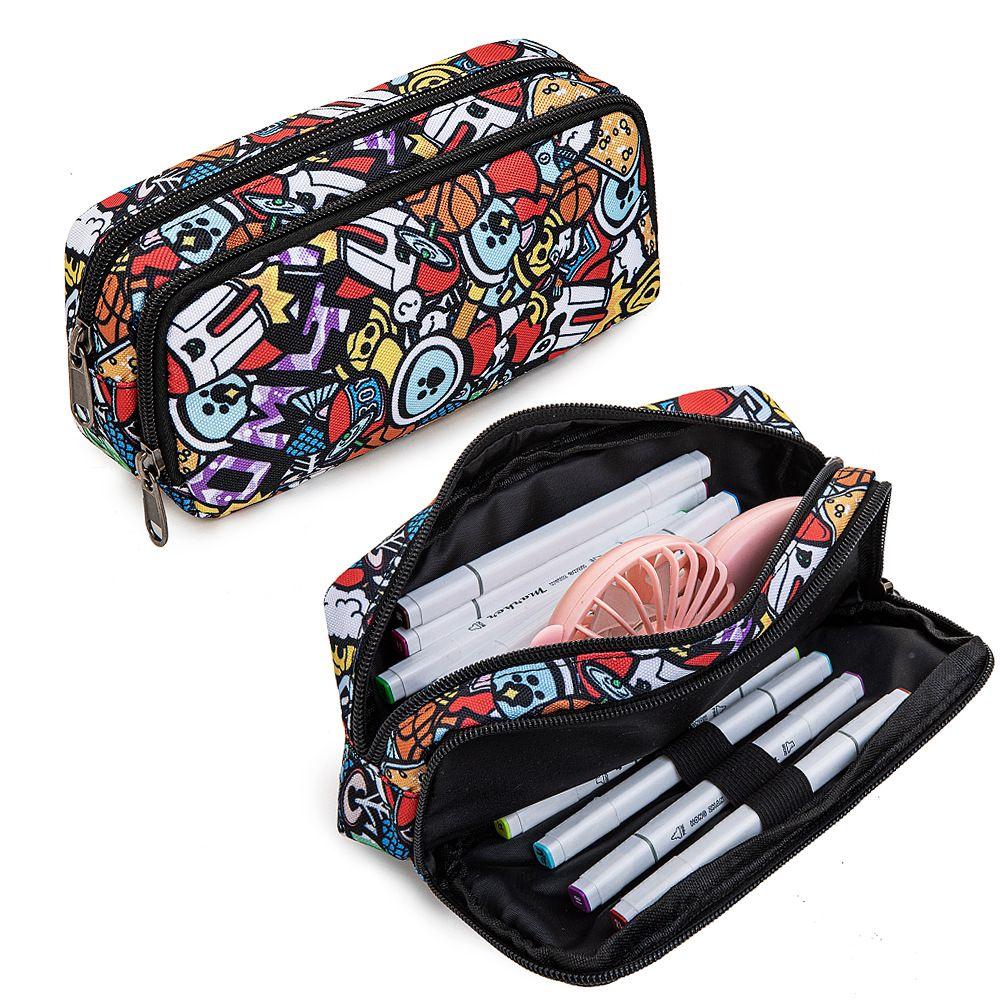 Pencil Case for Kids, Large Capacity Double Zipper Pen Bag with Compartments, School Stationery Organizer for Boys and Girls