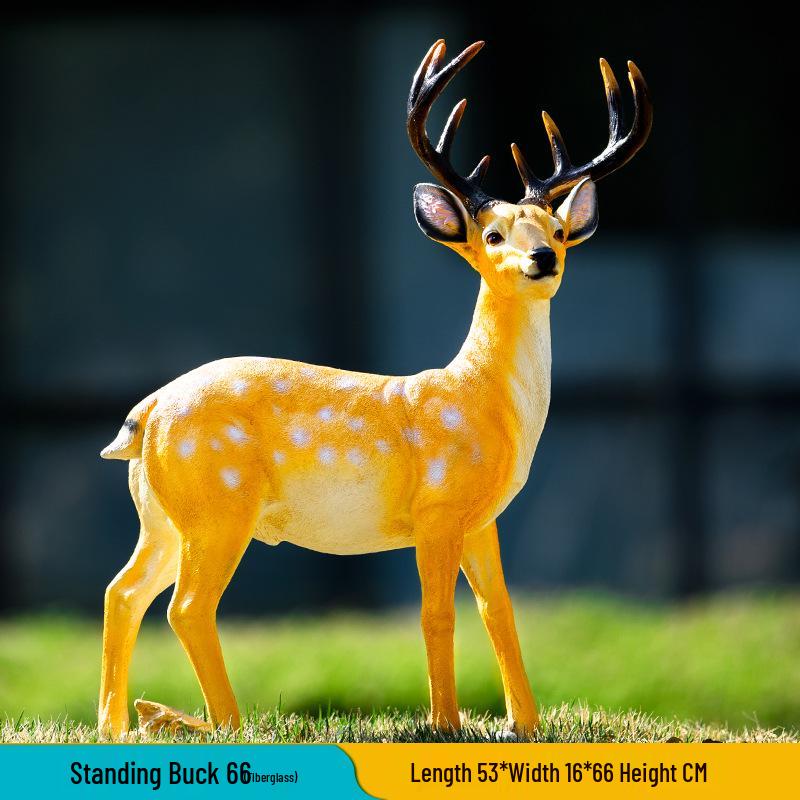 Luminous Fiberglass Sika Deer Sculpture for Garden Lawn Decoration