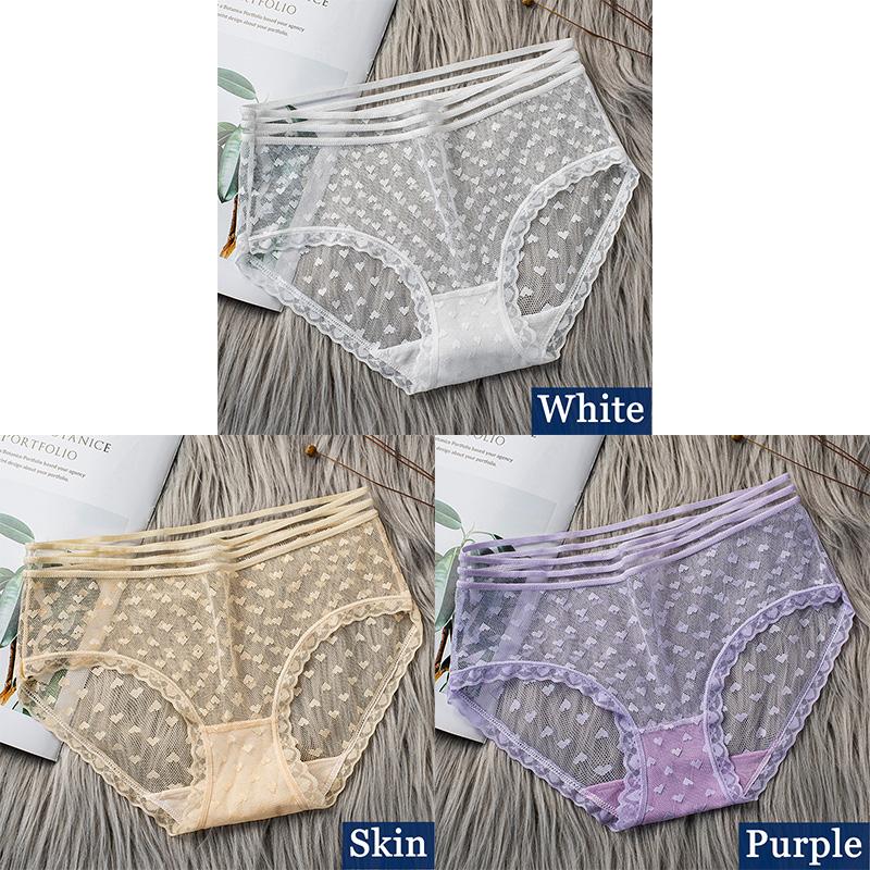 3pcs Sexy Lace Transparent Panties for Women Underwear Fashion Panty Lingerie Breathable Hollow Out Briefs Female Underwear