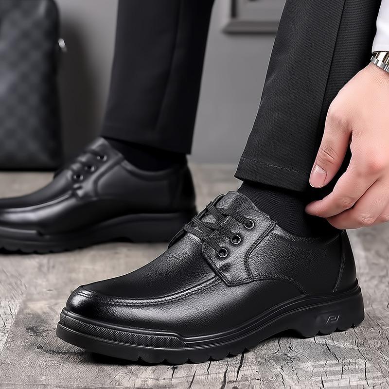 Leather shoes men's new casual men's leather breathable soft-soled business dress leather shoes velvet cotton shoes