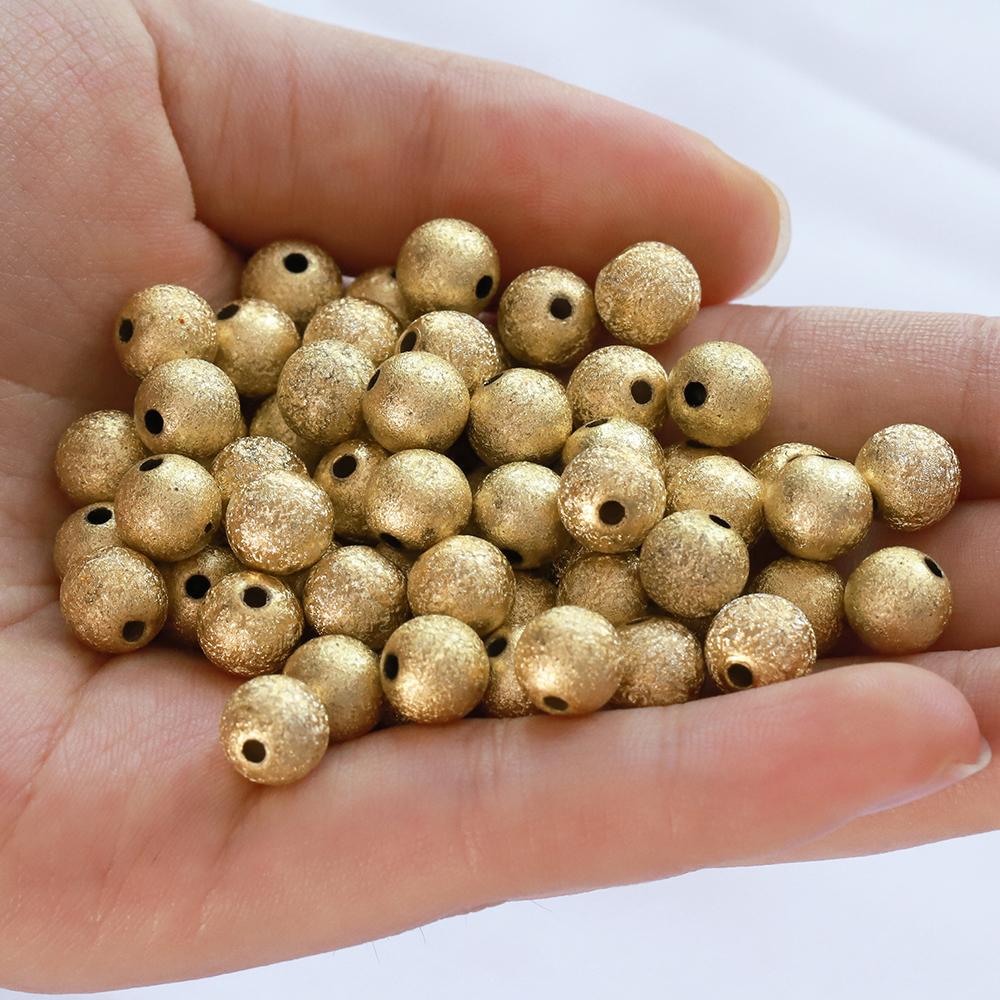 

100-500pcs 4-12mm Gold Color Round Acrylic Beads Mixed Frosted Ball End Seed Spacer Beads for Bracelet Jewelry Making DIY 6mm 200pcs