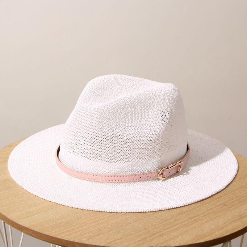 Classic Beige Panama Straw Hat Women's Casual Versatile Wide Brim Straw Hat Men's Summer Top Hat Sun Hat Women's
