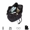 Annmouler Hand-woven Handbag for Women Mini Knot Shoulder Bag Designer Woven Black  Bucket Bag with 2 Shoulder Straps
