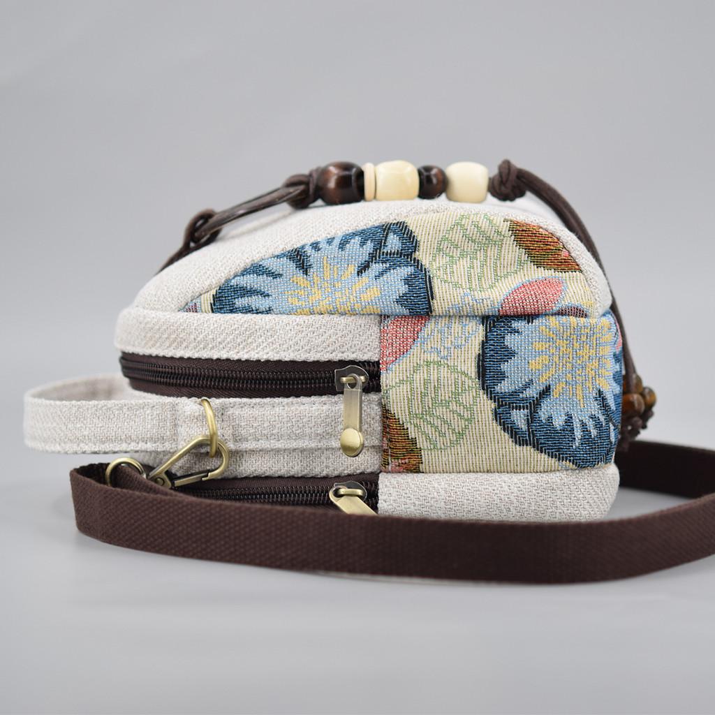 Vintage Ethnic Style Shell Shape Canvas Crossbody With Embroidery For Women