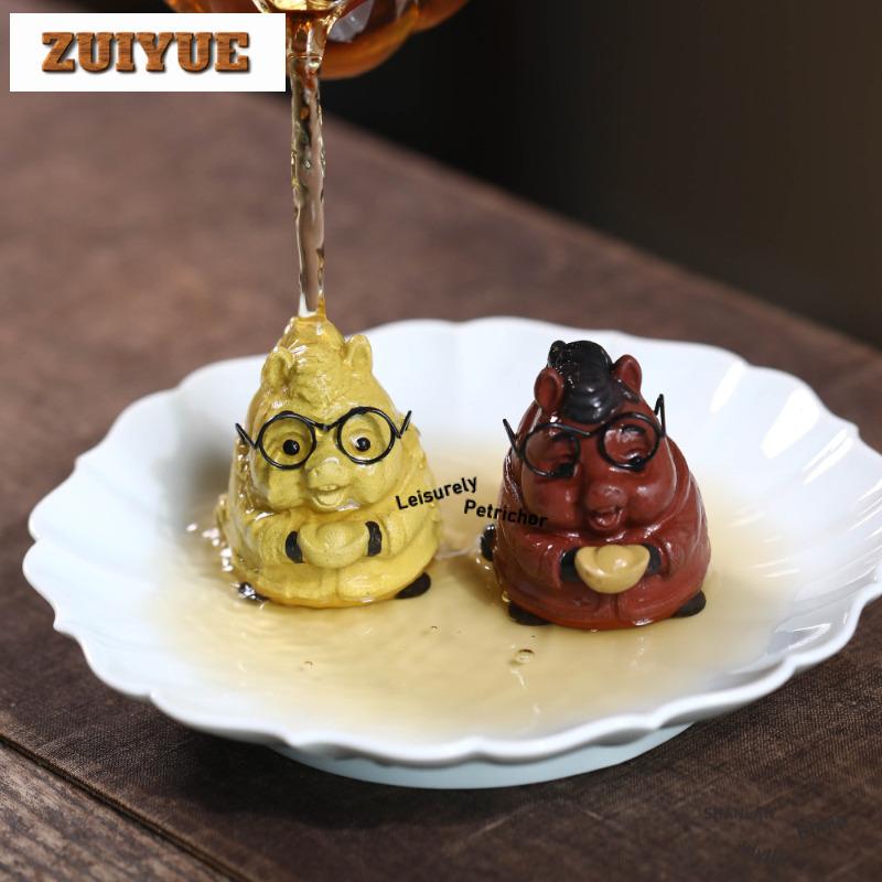 Yixing Purple Clay Lucky Horse Tea Pet Handmade Flowerpot Landscaping Tea Figurine Play Toys Tea Statue Ornaments Workmanship
