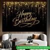 2D Flat Backdrop1pc Gold Decor Happy Birthday Backdrop Banner Polyester Wall Decor For Living Room Bedroom Office Outdoor Decor Holiday Gift