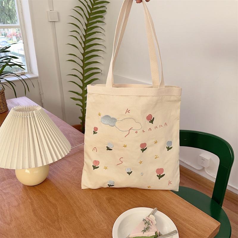 

42 Вышивка Цветы Досуг Ленивый Ветер Художественная Ручная Носка На Плечо Сумка для Покупок Холщовая Сумка Школьная Сумка