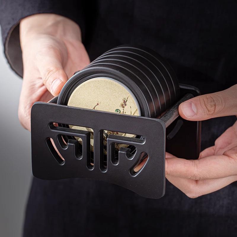 Bakelite Absorbent Coaster Tea Cup Holder Set, Creative Home Kung Fu Tea Ceremony Accessories, Heat Insulation Pad Tea Tray Kit