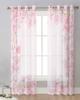 Watercolor Cherry Blossom Sheer Curtains for Living Room Decoration Window Curtains for Kitchen Tulle Voile Organza Curtains