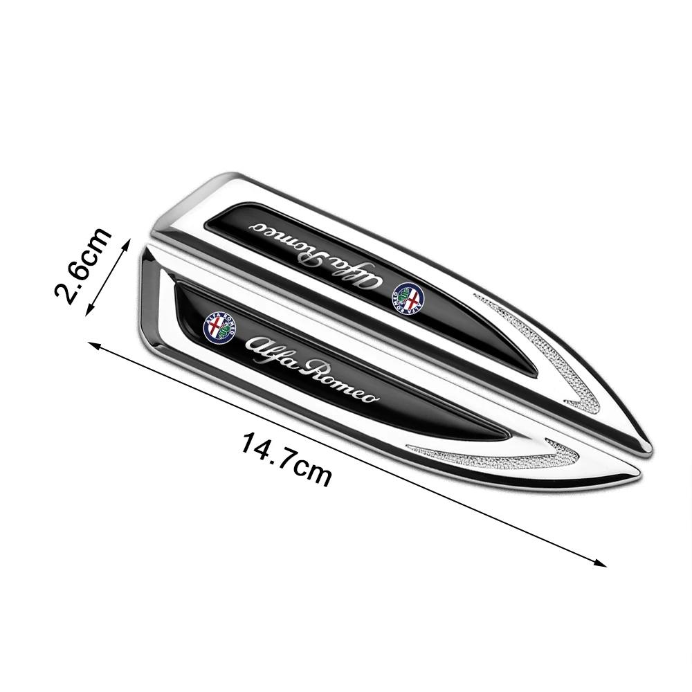 Hub Caps 2pcs 3D Metal Badges Decal Stickers Side Wing Knife Emblem Car Stickers For Alfa Romeo Giulietta GT 159 147 156 GiuliaS