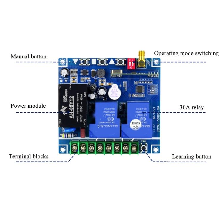 AC220V~380V Wireless Remote Control Switch Relay RF Transmitter 315/433MHZ