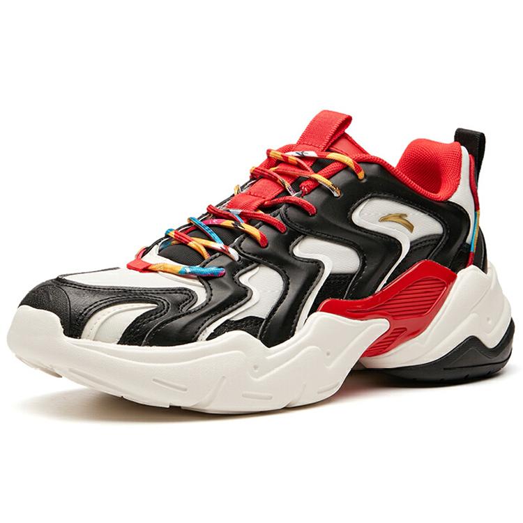 New Anta Slam Cushioning Wear Resistant Low Top Chunky Sneakers Men's White Black Red 112018882-7