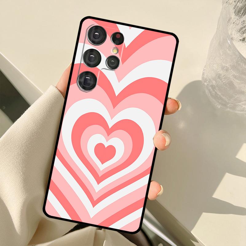 Latte Love Tunnel Brown Heart Case For Samsung Galaxy S22 Ultra S21 S20 S24 S25 Ultra S9 S10 Plus S23 FE S25 FE Back Cover