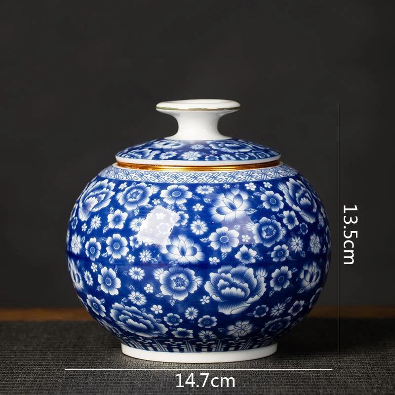 Blue and White Porcelain Tea Canister Ceramic Tea Organizer Box Storage Jars Desk Decoration Tea Jar Coffee Container Teas Caddy