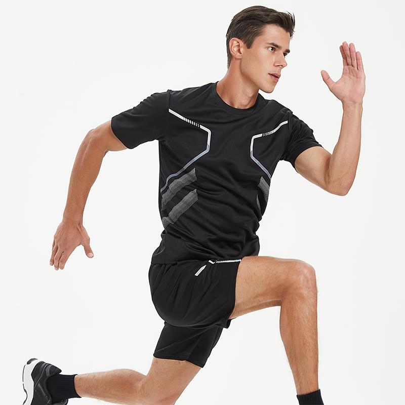 Plus Size Men's Quick-Drying Short-Sleeved Shorts Suit Sportswear Men's Leisure Sports Running Fitness T-Shirt Shorts Set Men