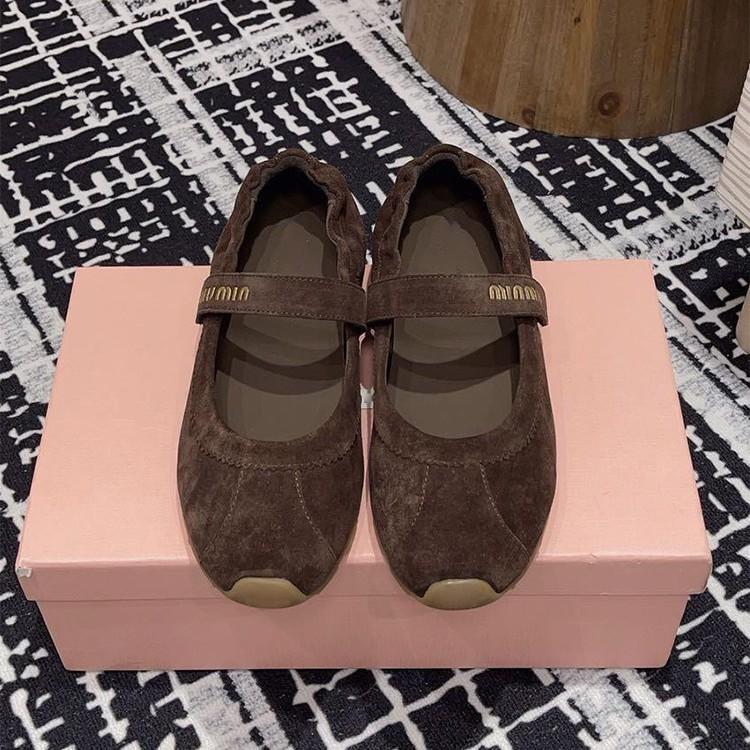 Rindslederversion~ miu's Nische Leder Klettverschluss Einzelne Schuhe Damen Flache Sohle Flacher Ausschnitt Deutsche Trainingsschuhe Lässige Sportschuhe Ballerinas