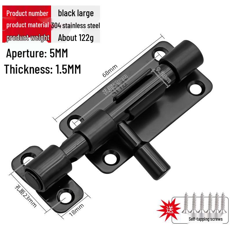 304 Stainless Steel Door Bolt Latch - Anti-theft, Surface Mounted for Wooden Doors and Windows