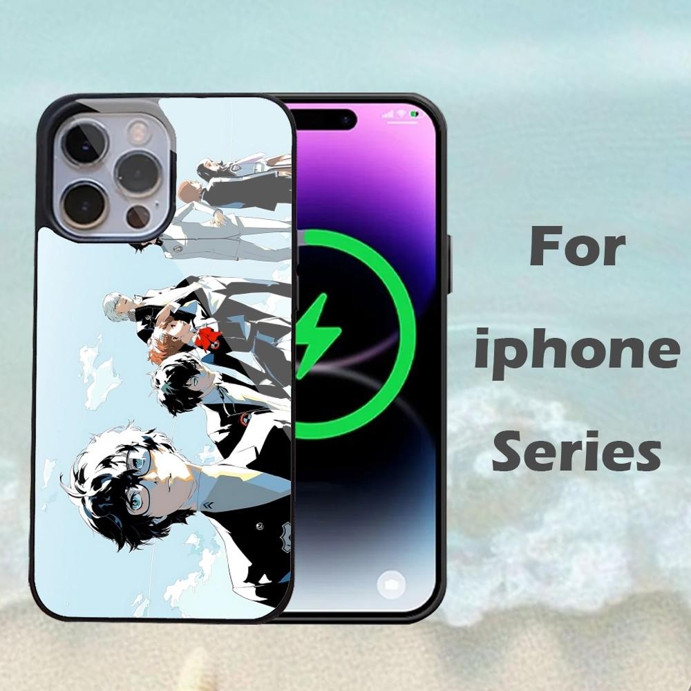 P-Persona 5 Anime Phone Case For IPhone 16 15 14 13 Pro Max 11 12 Mini Alex Mirror For Magsafe Wireless Charging Cover