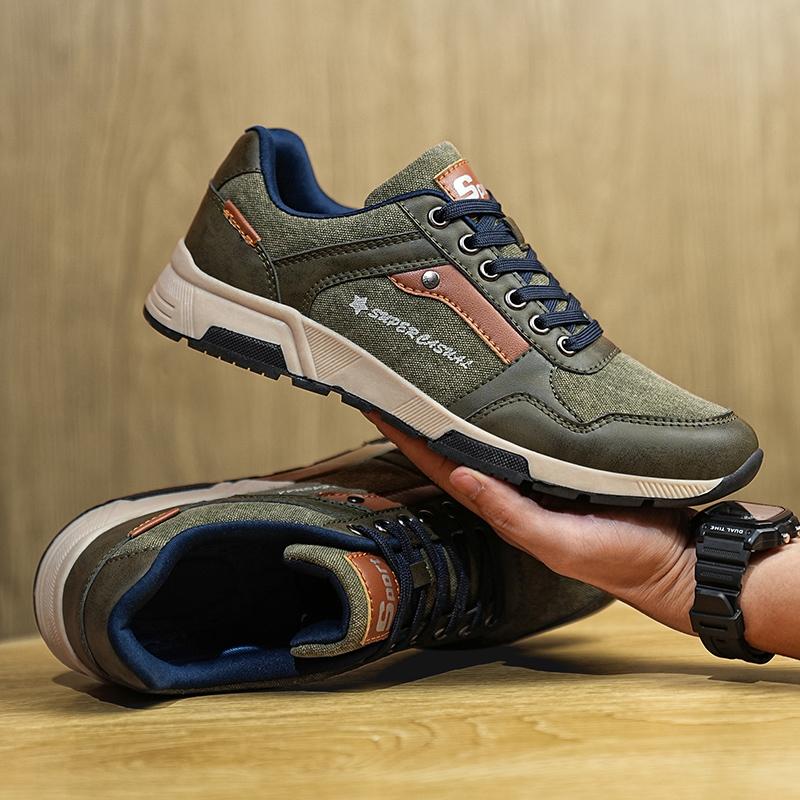 New Men Running Shoes with High-quality Thick Sole Breathable Comfort Training Anti Slip Wear-resistant Thick Sole Board Shoes