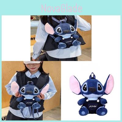 Stitch Cartoon Plush Backpack With Padded Shoulder Straps For Daily Use
