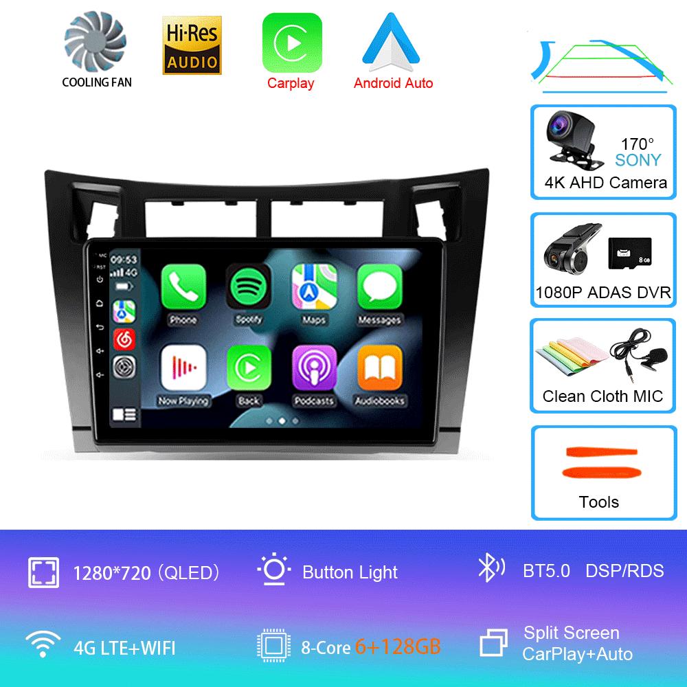 Radio Auto Android 14 Carplay pentru Toyota Yaris 2005 2006 2007 2008 2009 2010-2012 Player Multimedia GPS 2Din Stereo Unitate Principală DSP
