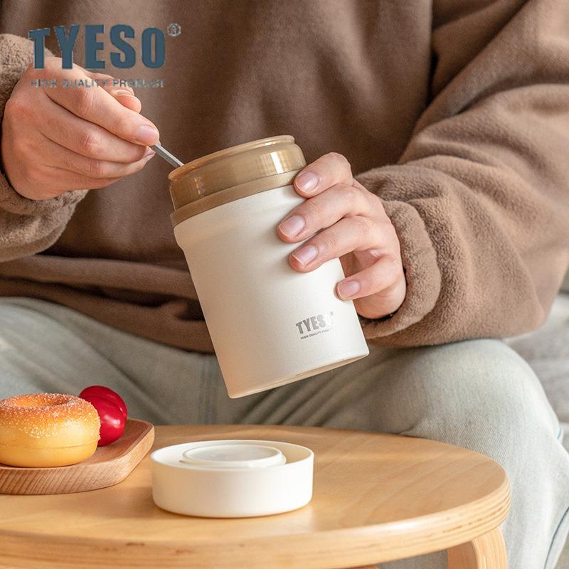 TYESO Insulated Food Jar 450/600ml Vacuum Flask 316 Stainless Steel Porridge Stewing Cup Home/Office Breakfast Thermal Container