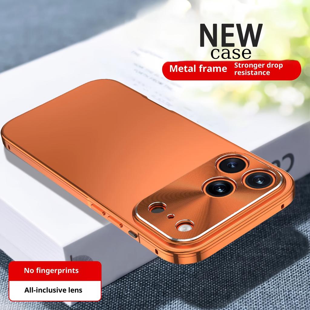 For Iphone 17 Pro Max Phone Case Aviation Aluminum Alloy Frame Threaded Lens Matte Backplate Ultra-thin Anti Drop Back Cover