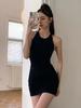 Summer new black Spice Girl sexy neck tight dress female design halter thin hip short skirt