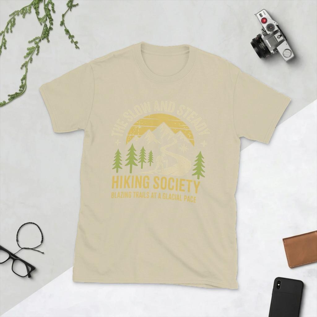 The Slow and Steady Hiking Society Unisex T Shirts Vintage Tee Shirt Short Sleeve O Neck TShirt Pure Cotton Plus Size Clothes